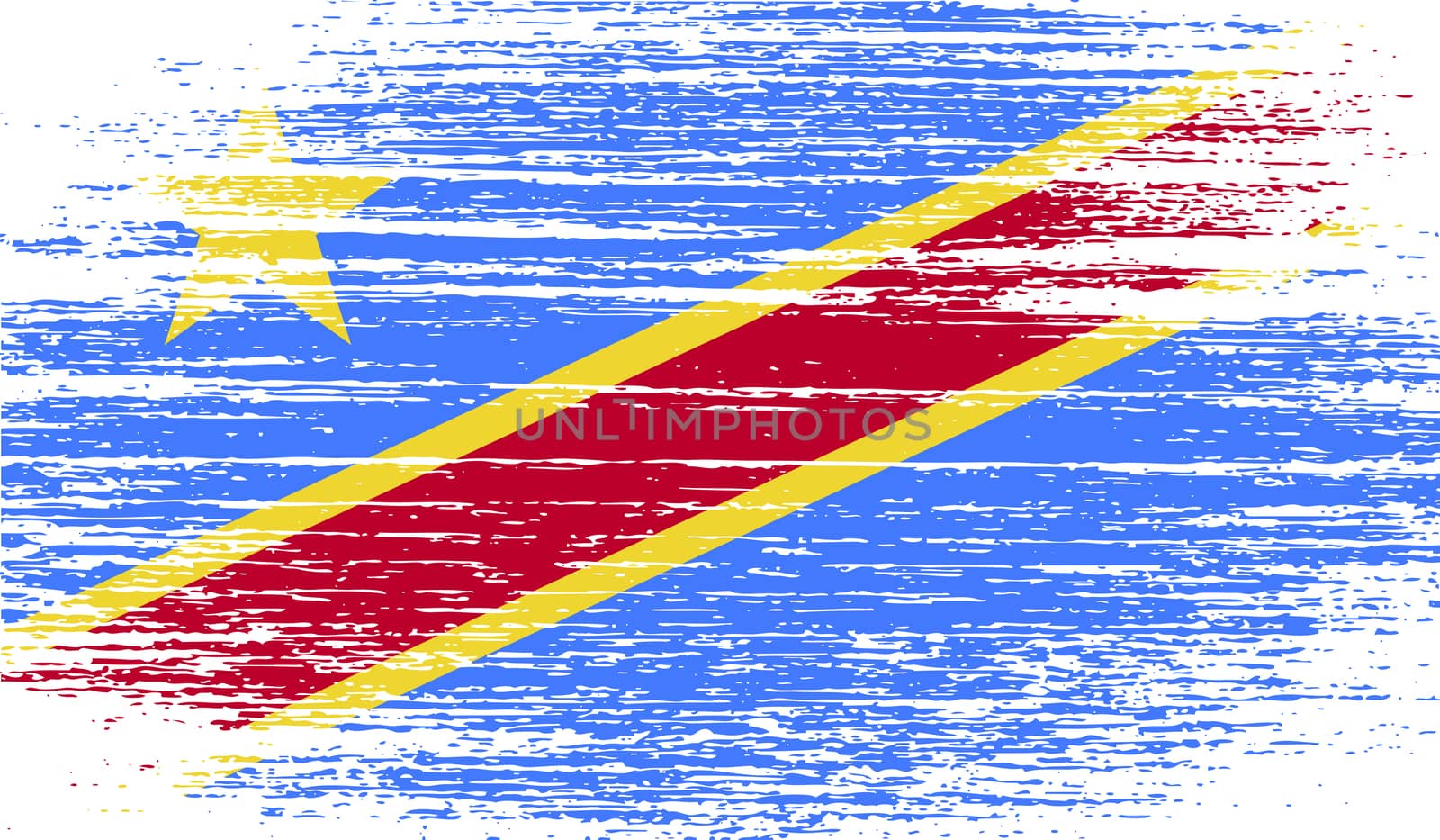 Flag of Congo Democratic Republic with old texture.  by serhii_lohvyniuk