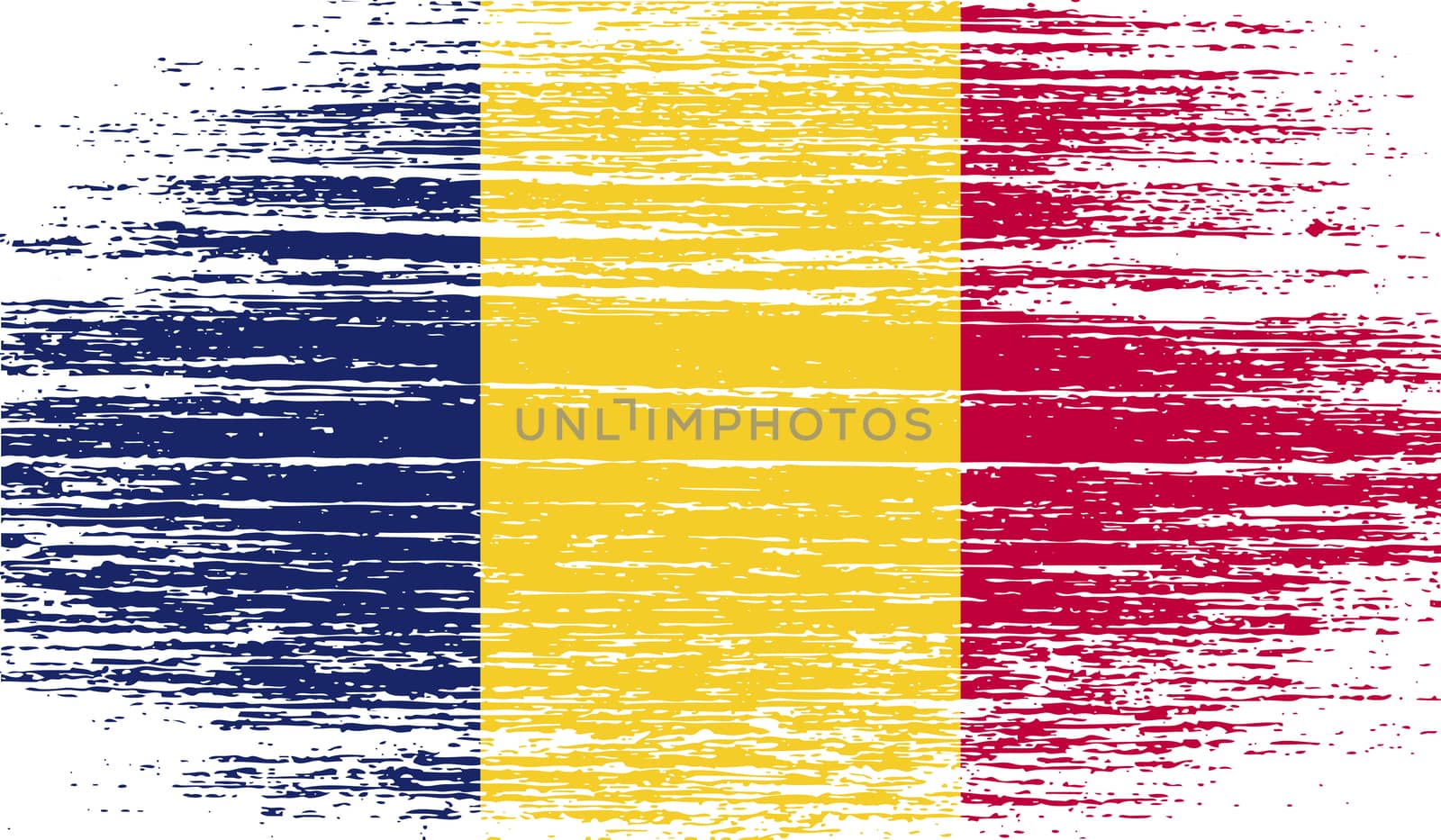 Flag of Chad with old texture.  illustration