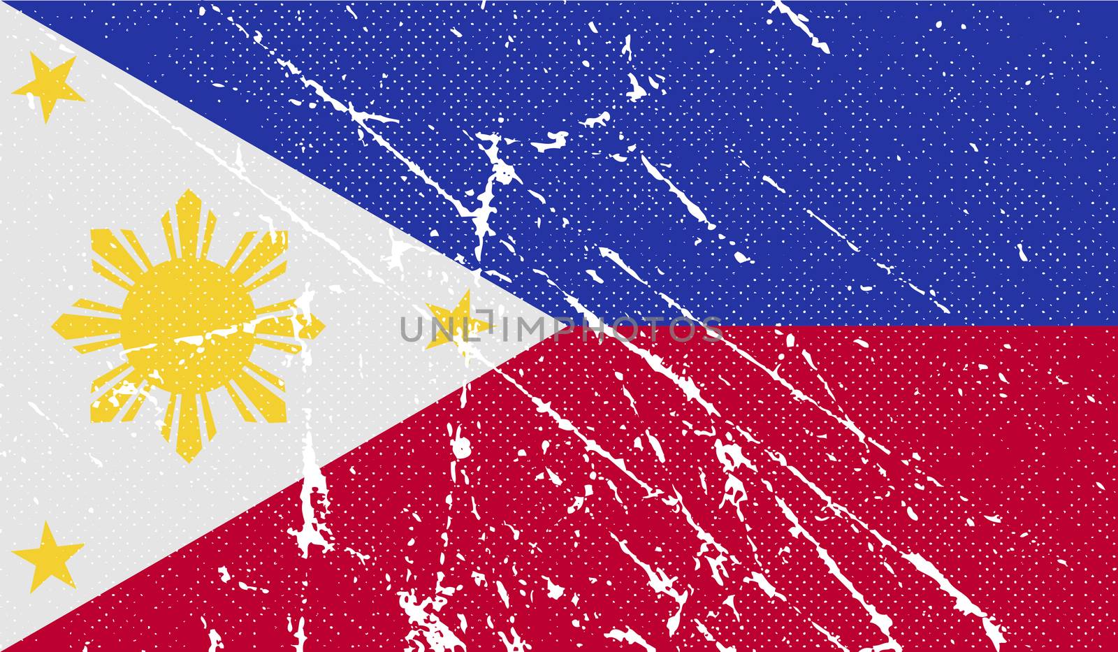 Flag of Philippiines with old texture.  illustration