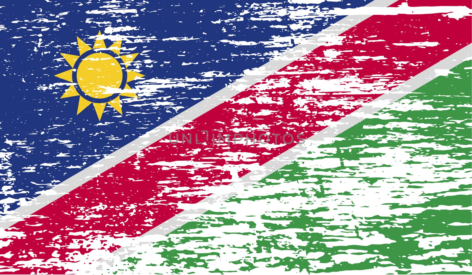 Flag of Namibia with old texture.  illustration