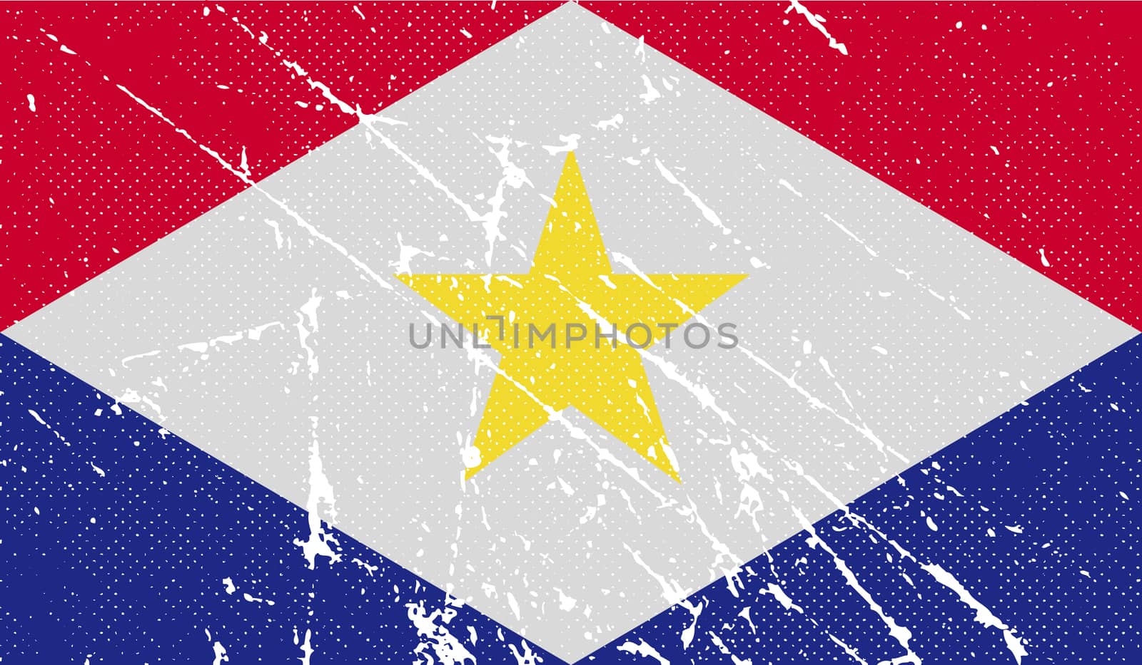 Flag of Saba with old texture.  illustration