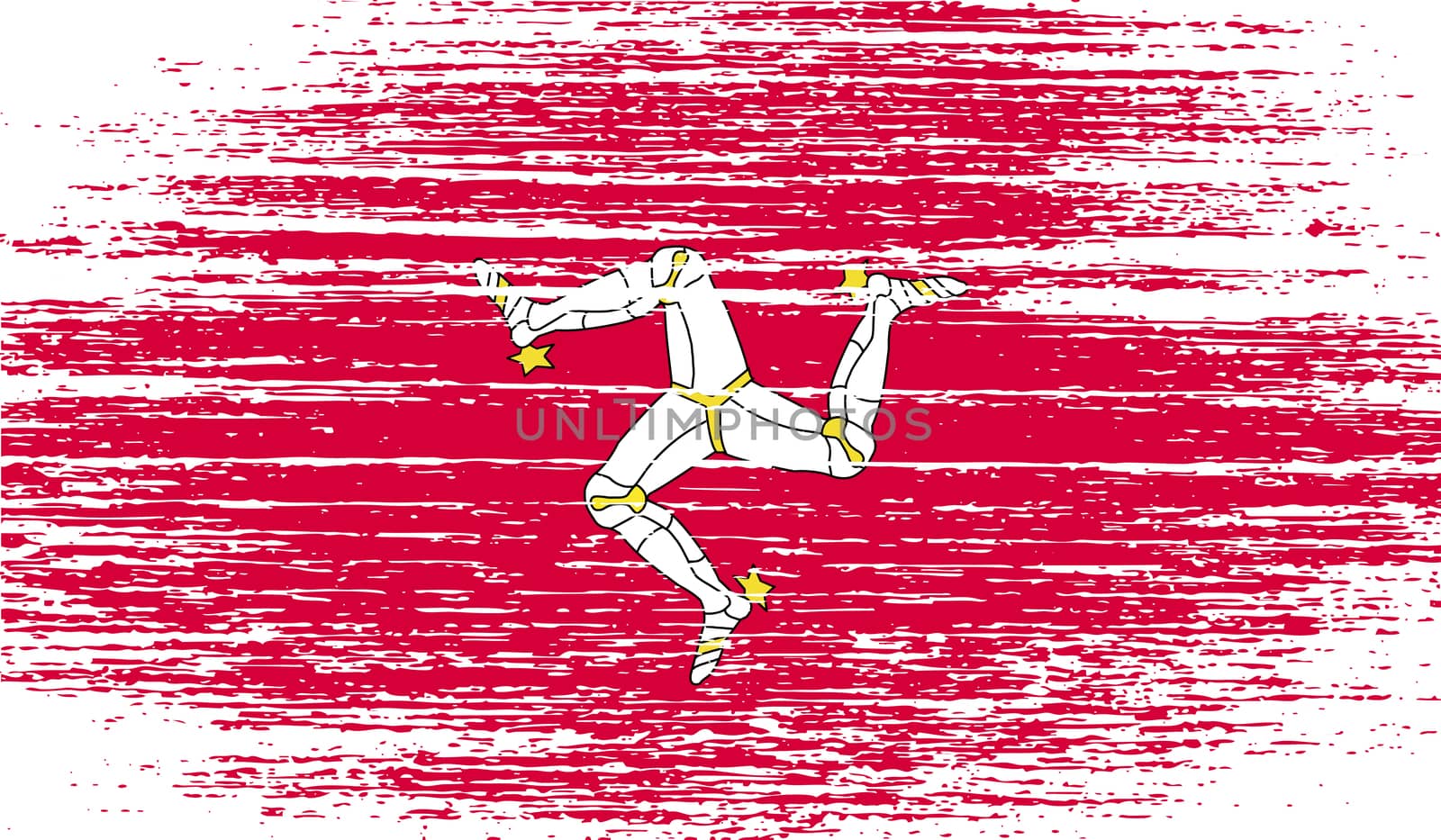Flag of Isle of man with old texture.  illustration