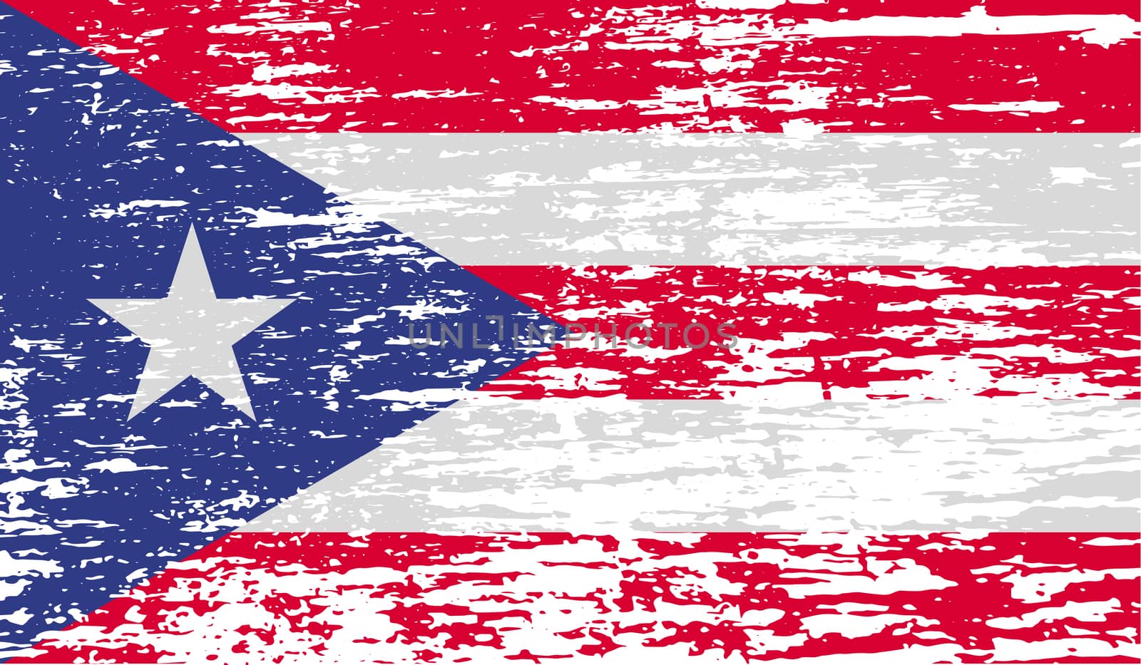 Flag of Puerto Rico with old texture.  illustration