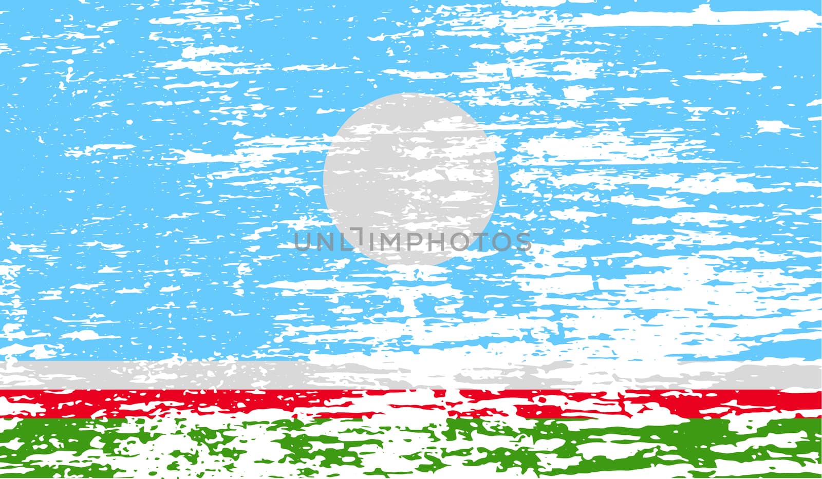 Flag of  Sakha Yakutia Republic, Russia with old texture.  illustration