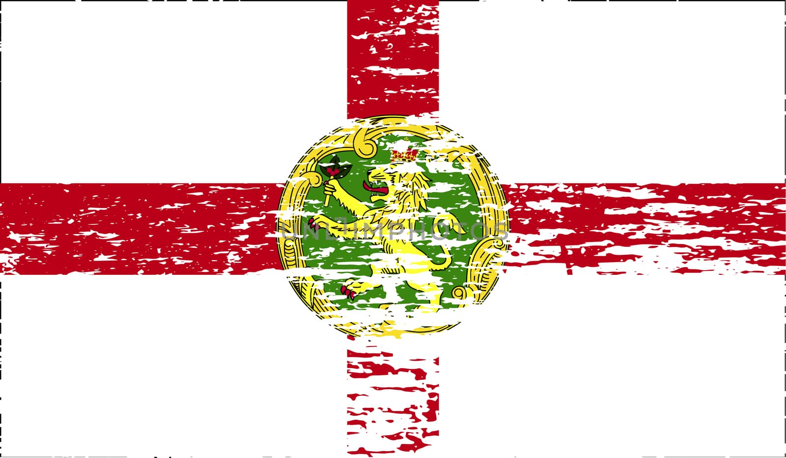 Flag of Alderney with old texture.  illustration