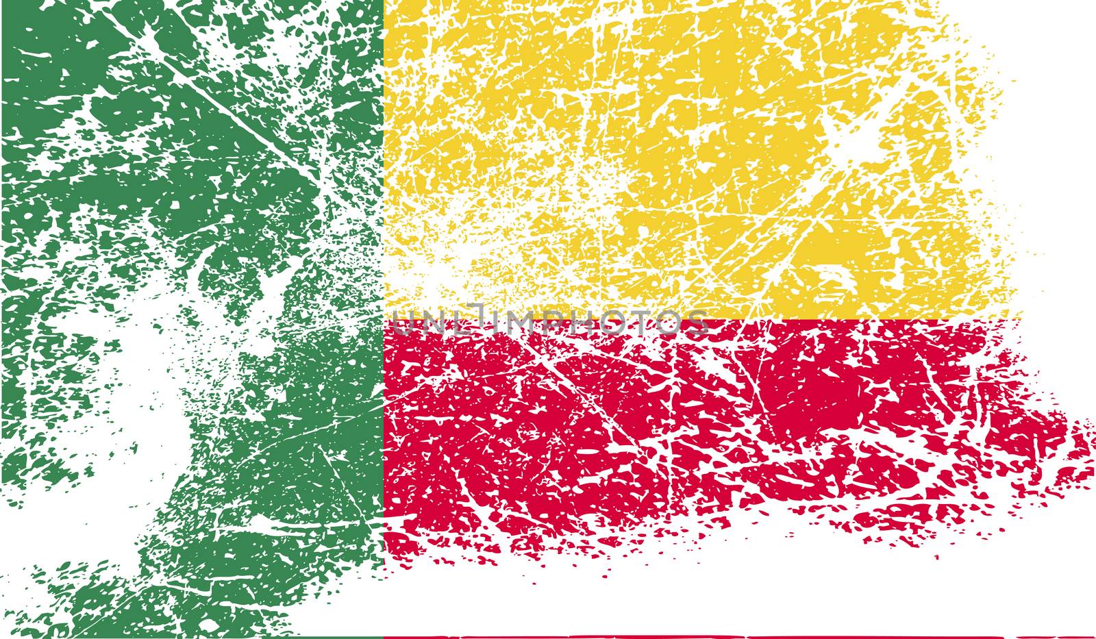 Flag of Benin with old texture.  illustration