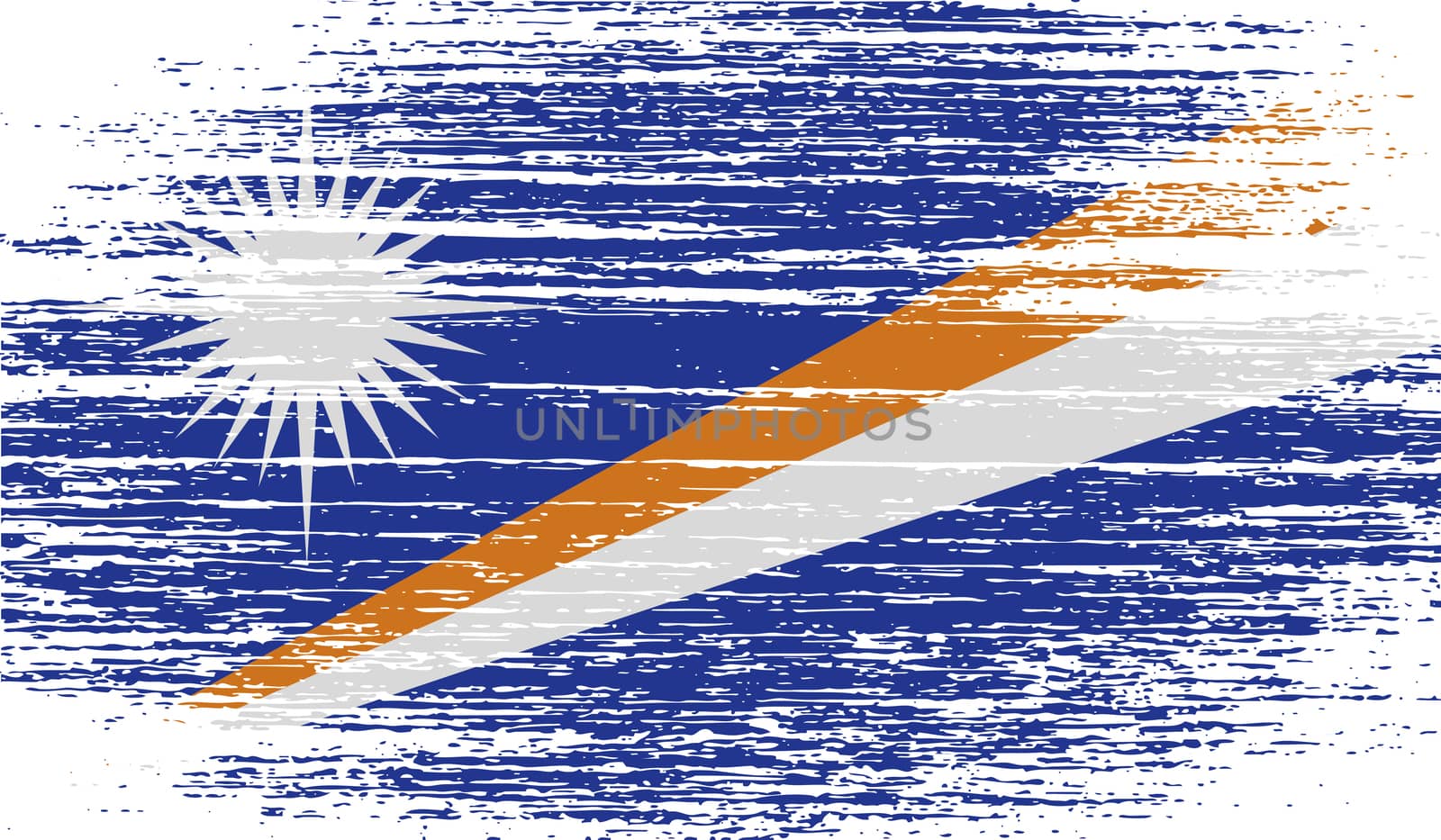 Flag of Marshall Islands with old texture.  illustration