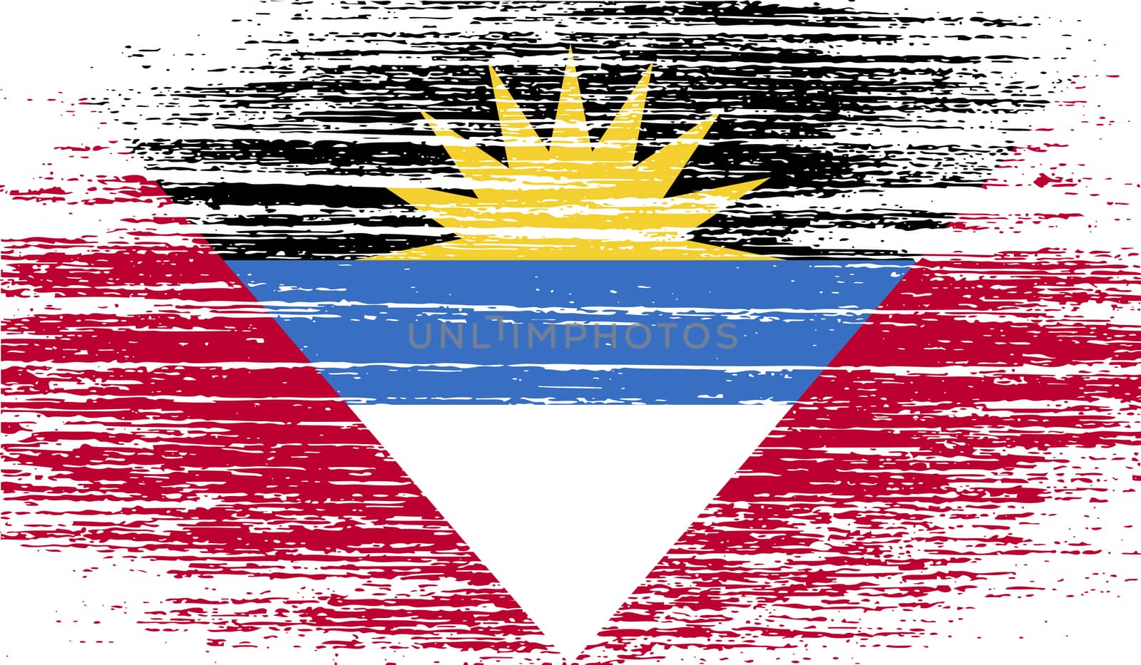 Flag of Antigua and Barbuda with old texture.  illustration