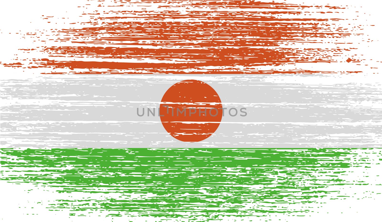 Flag of Niger with old texture.  illustration