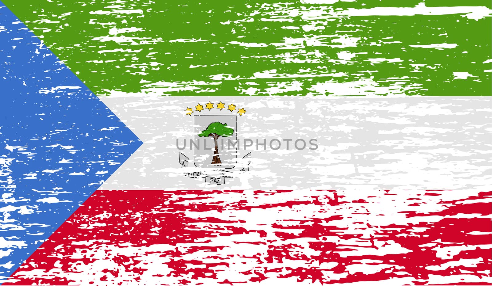 Flag of Equatorial Guinea with old texture.  illustration