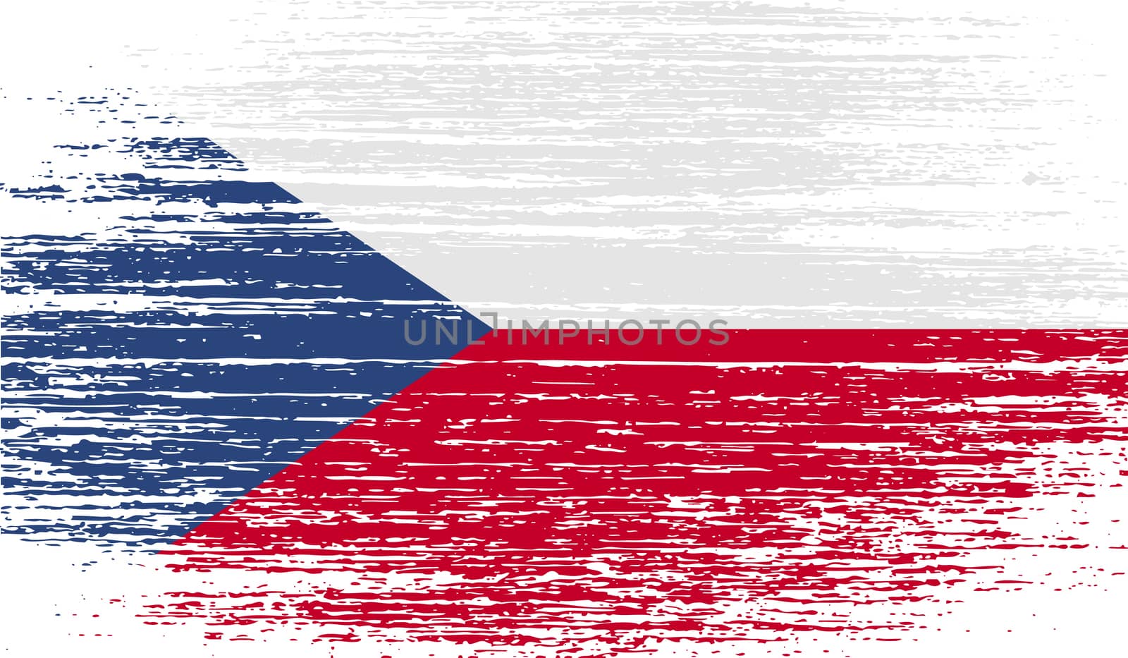 Flag of Czech Republic with old texture.  illustration