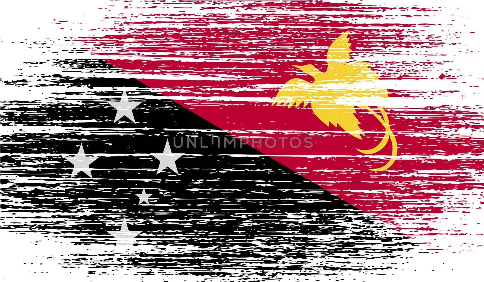 Flag of Papua New Guinea with old texture.  illustration