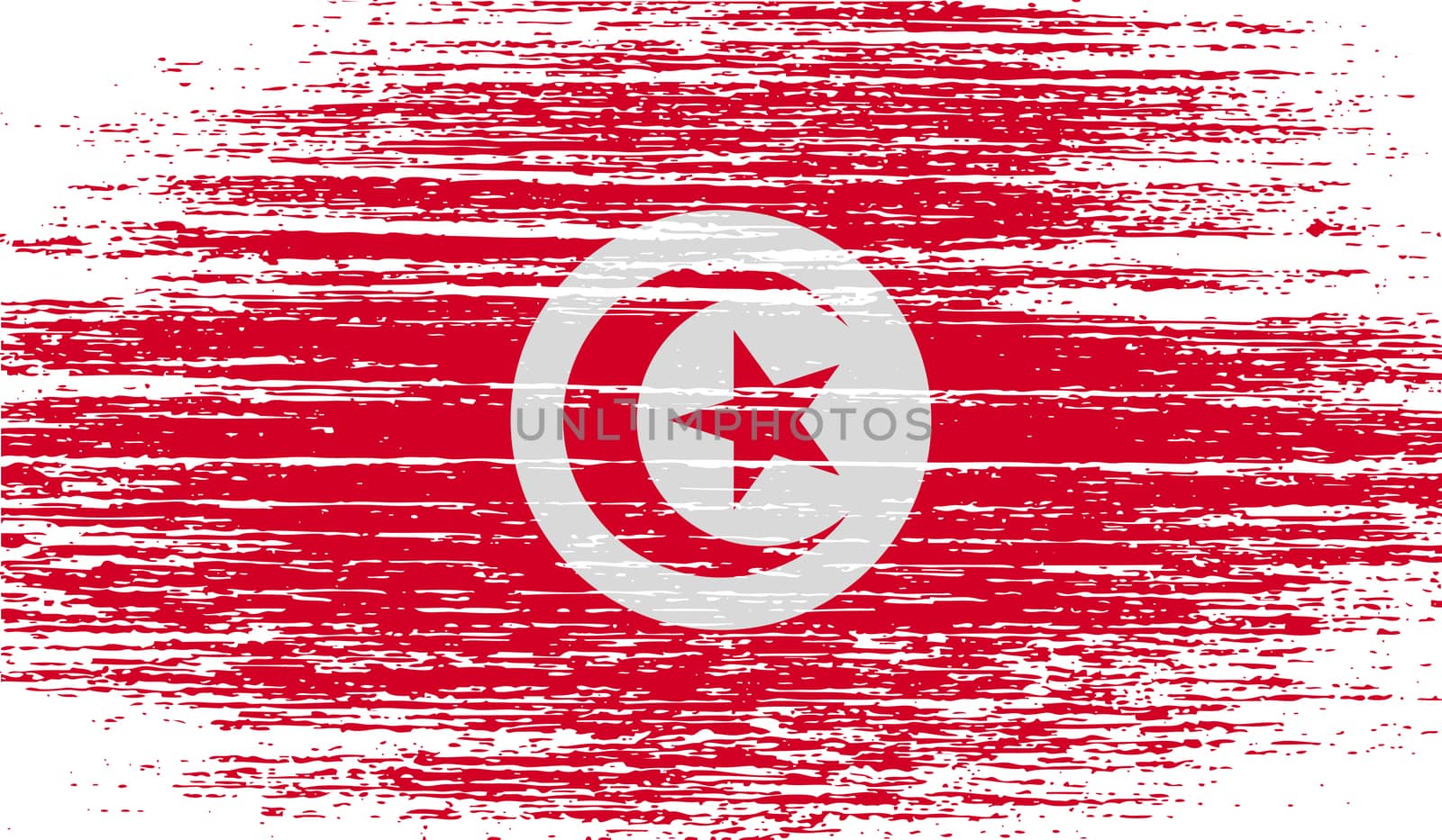 Flag of Tunisia with old texture.  illustration