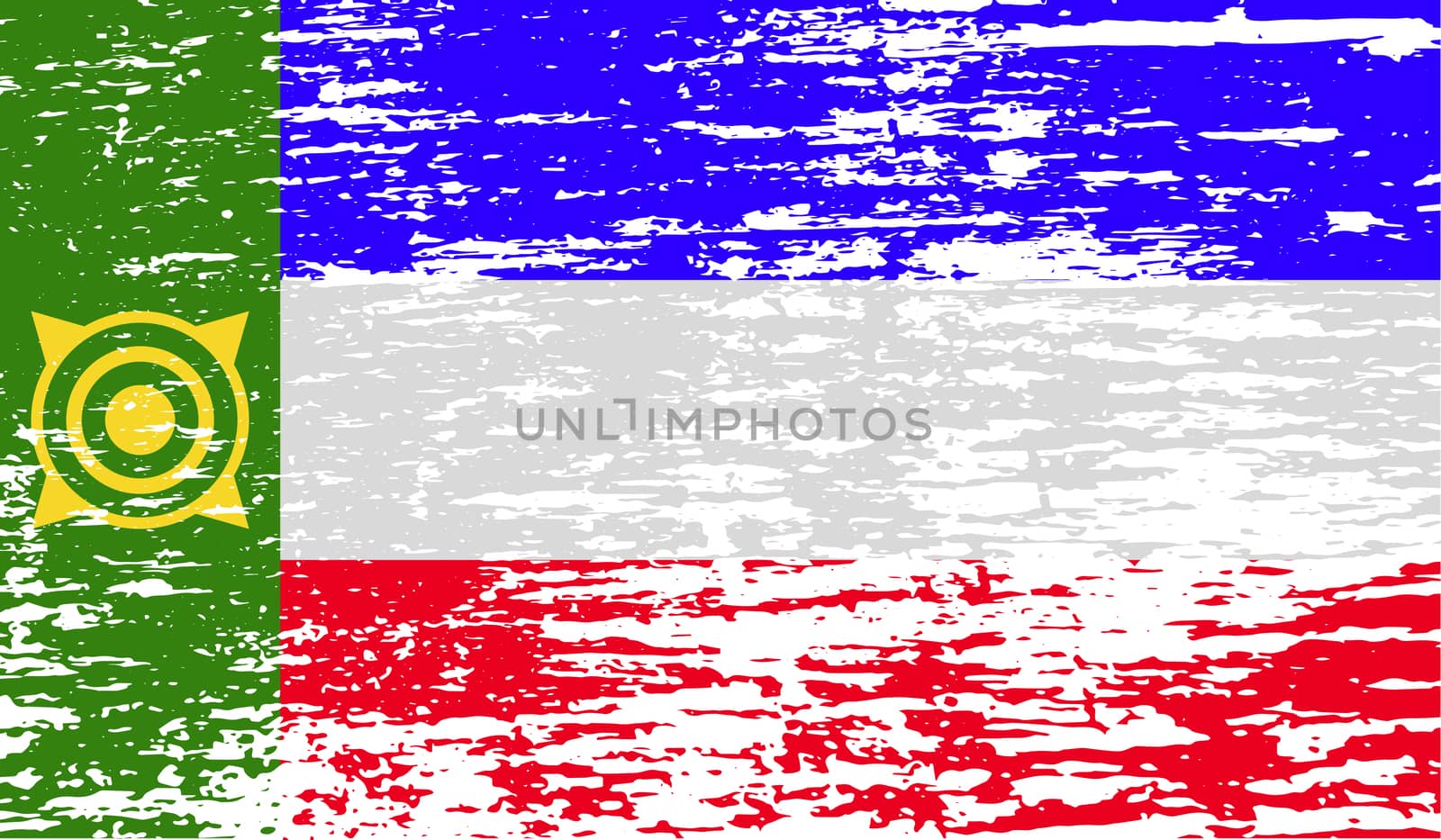 Flag of Khakassia with old texture.  illustration