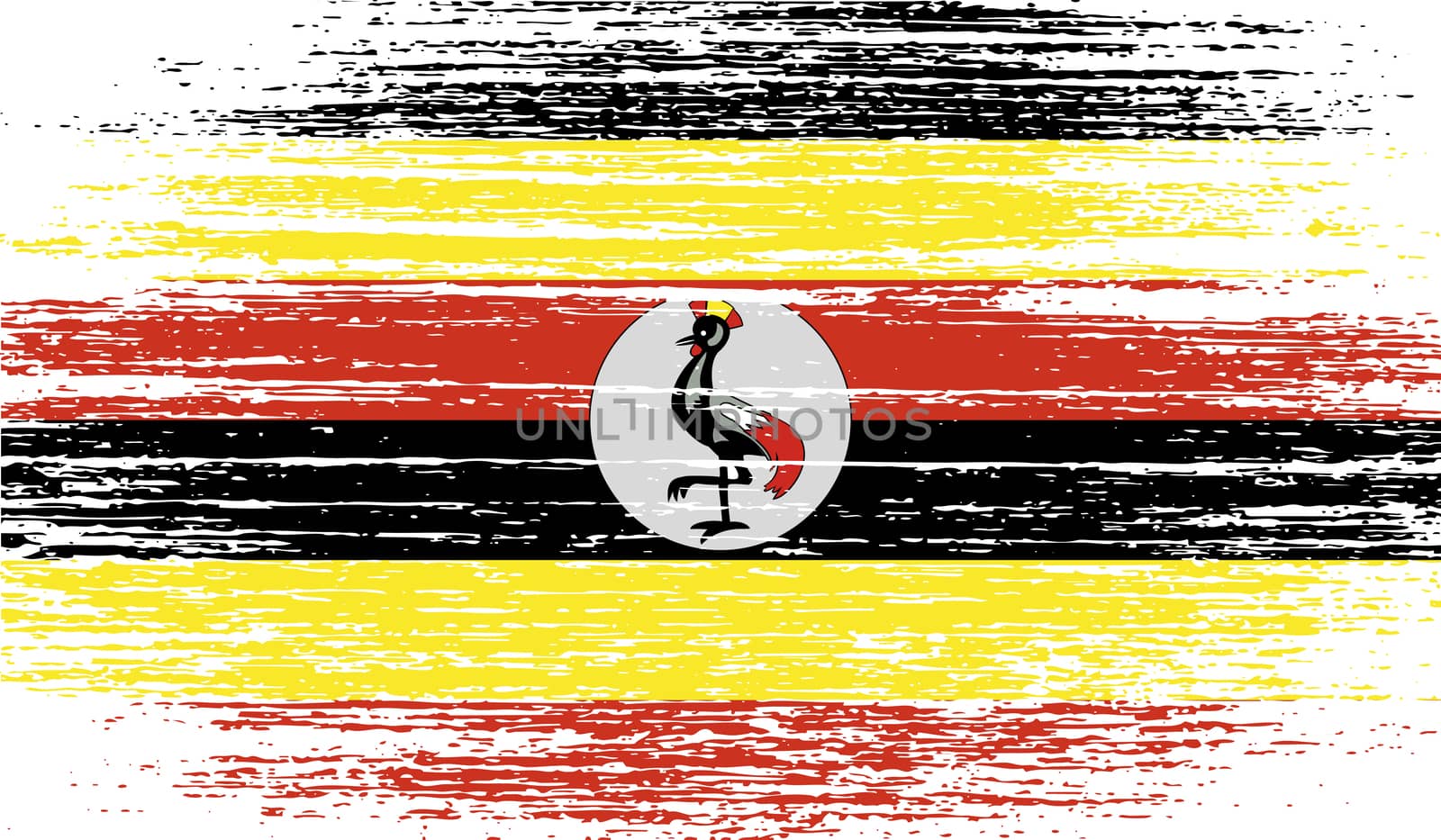 Flag of Uganda with old texture.  illustration