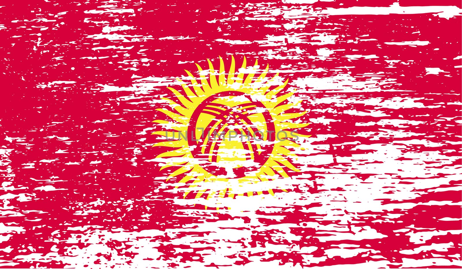 Flag of Kyrgyzstan with old texture.  illustration