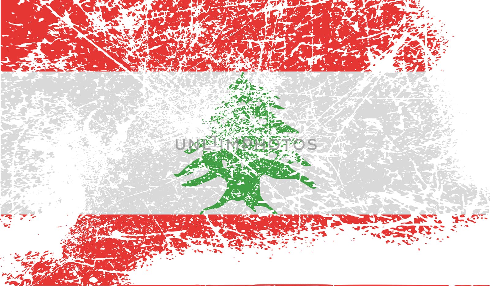 Flag of Lebanon with old texture.  illustration