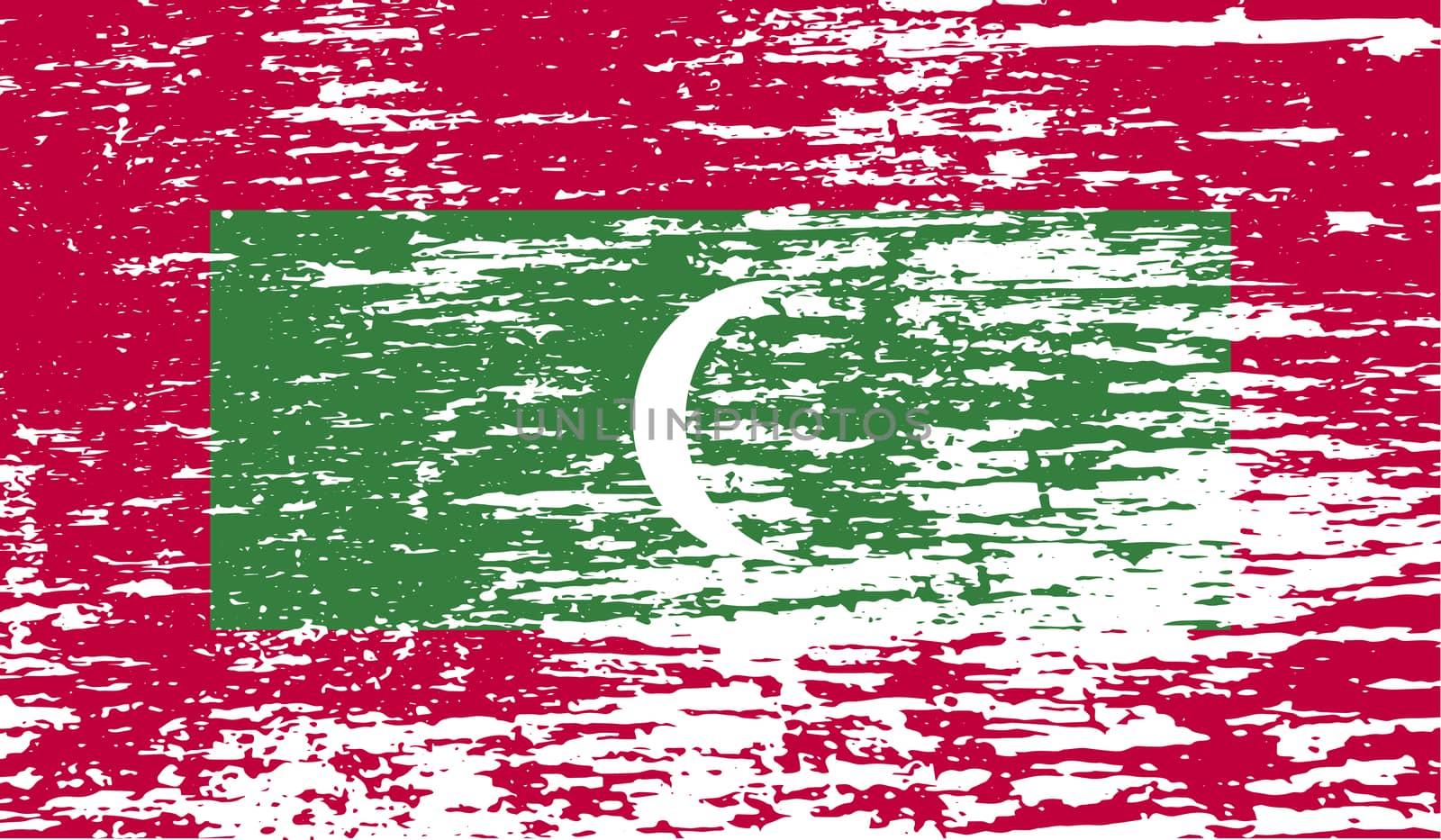 Flag of Maldives with old texture.  illustration