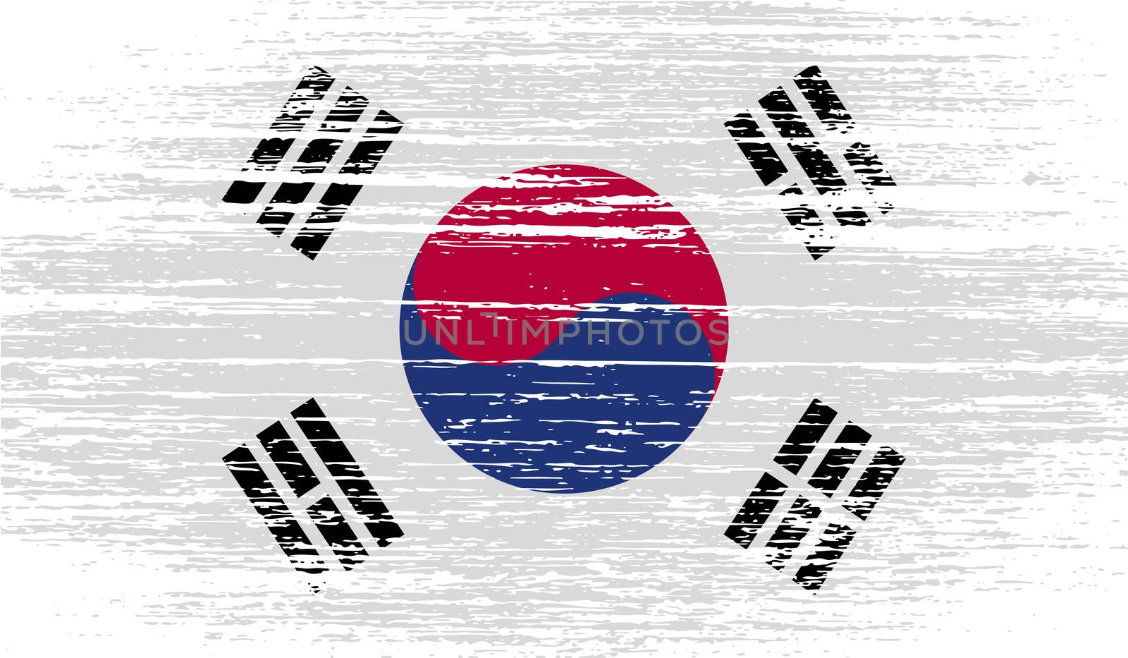 Flag of South Korea with old texture.  illustration