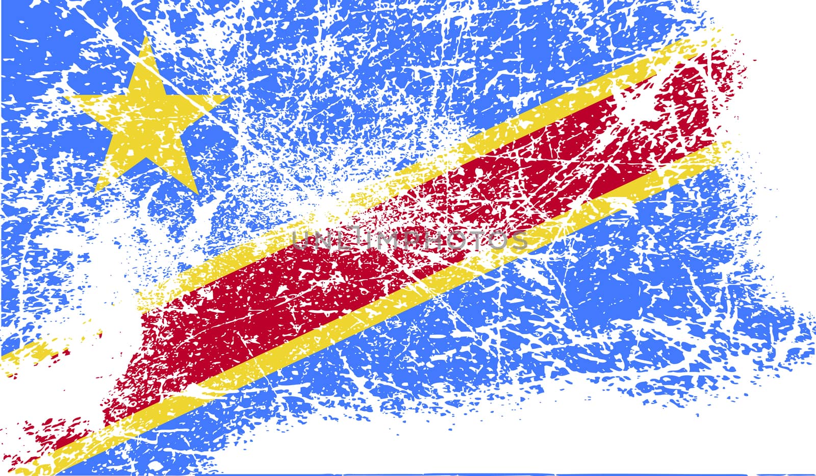 Flag of Congo Democratic Republic with old texture.  by serhii_lohvyniuk