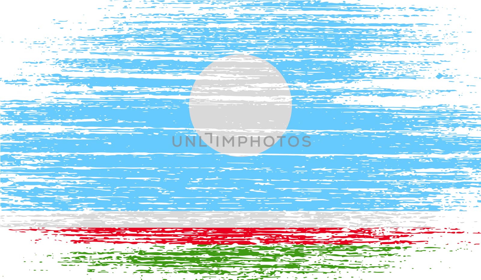 Flag of  Sakha Yakutia Republic, Russia with old texture.  by serhii_lohvyniuk