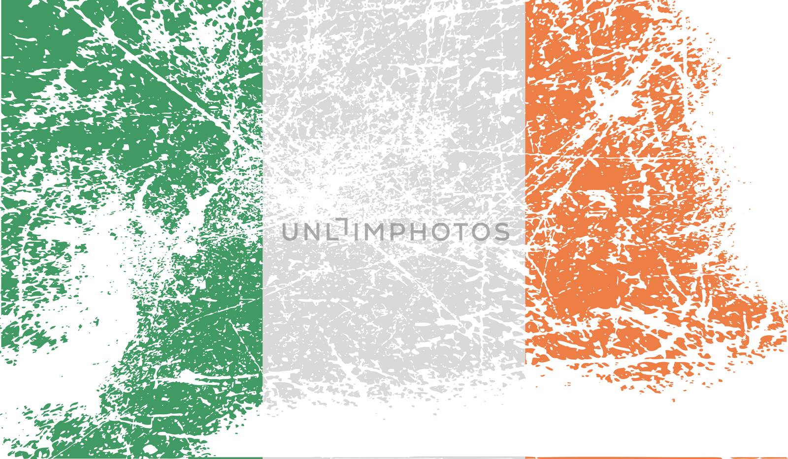 Flag of Ireland with old texture.  illustration