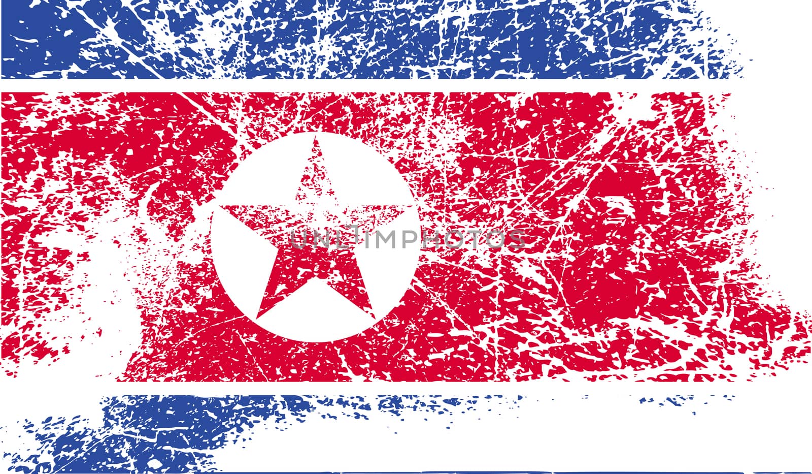 Flag of North Korea with old texture.  illustration