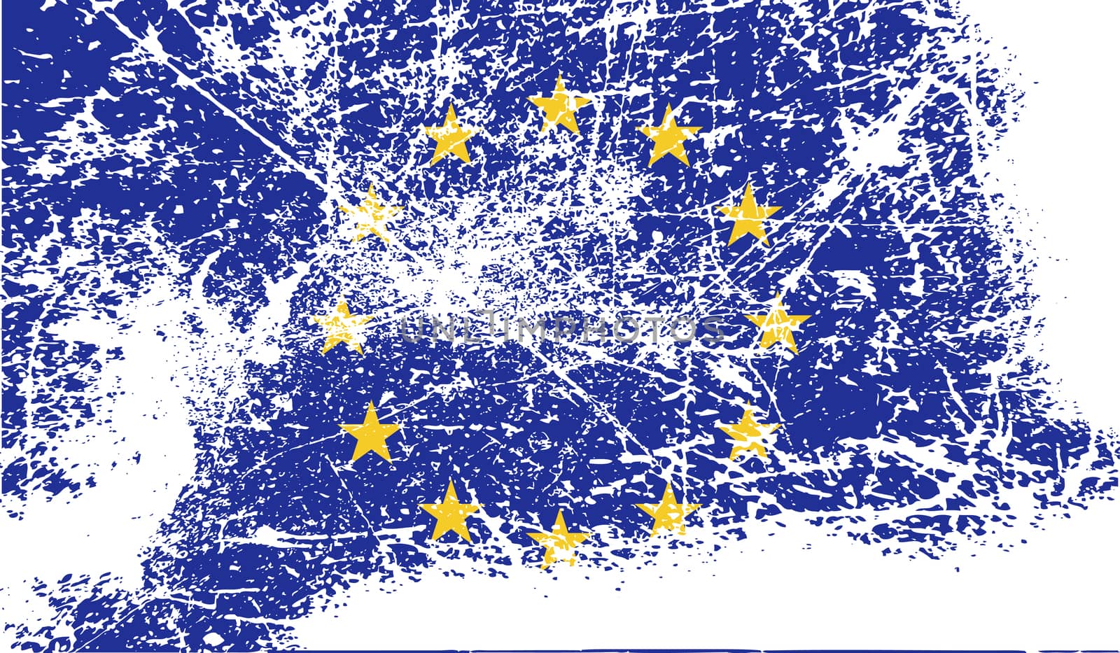 Flag of European Union with old texture.  illustration