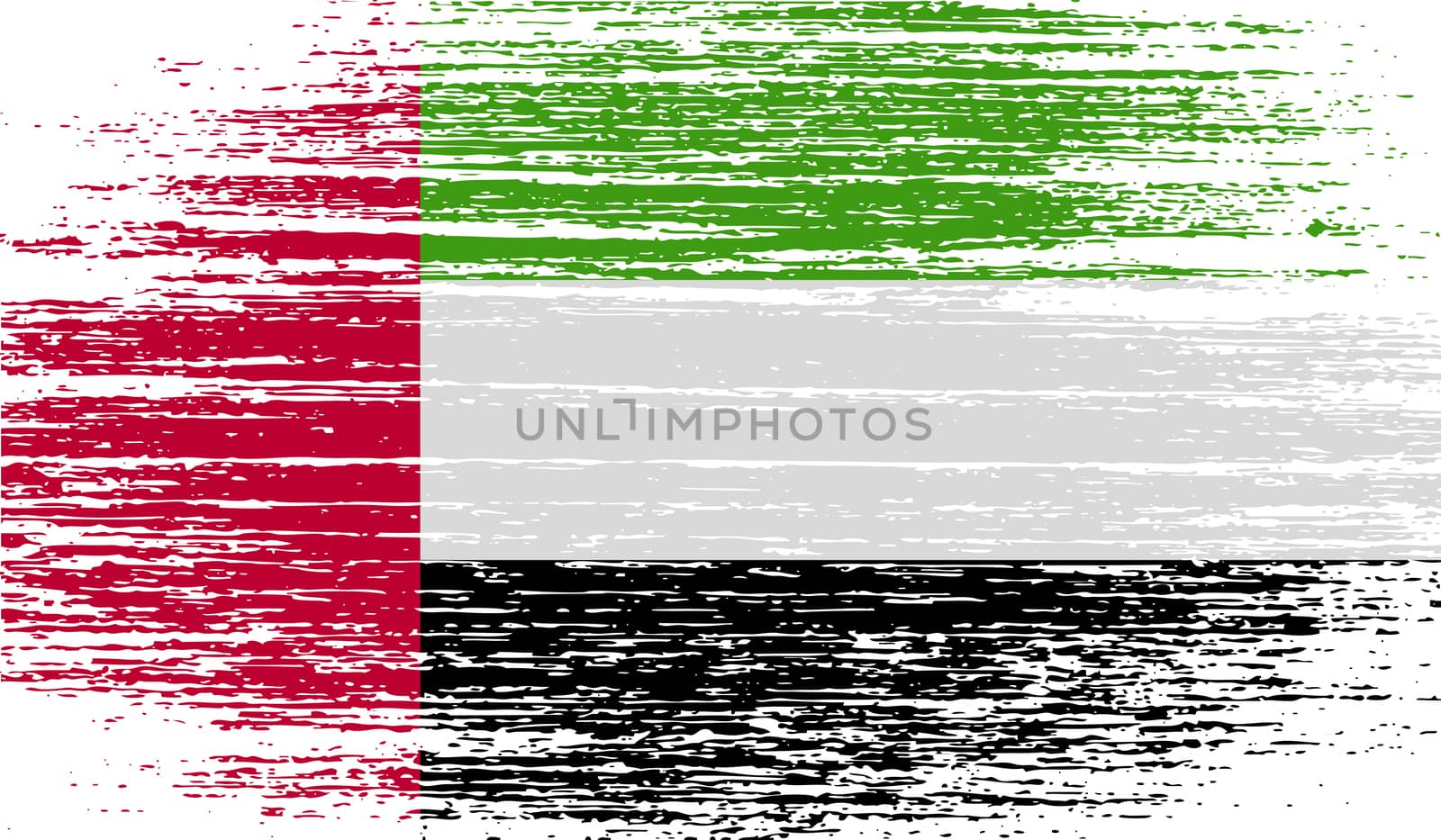 Flag of United Arab Emirates with old texture.  illustration