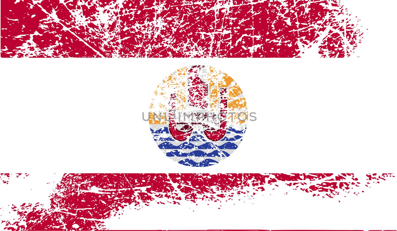 Flag of french polynesia with old texture.  illustration