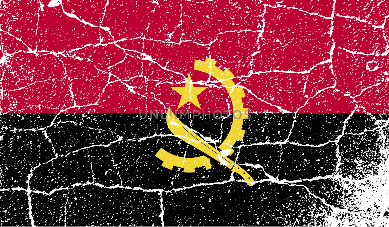 Flag of Angola with old texture.  by serhii_lohvyniuk