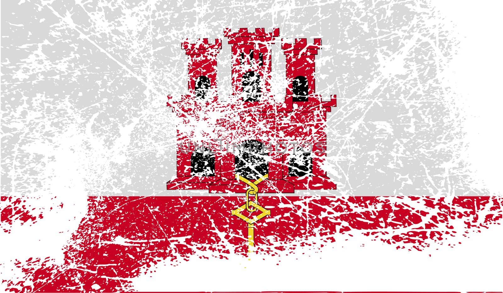 Flag of Gibraltar with old texture.  illustration