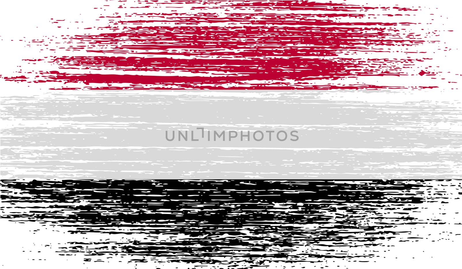 Flag of Yemen with old texture.  illustration