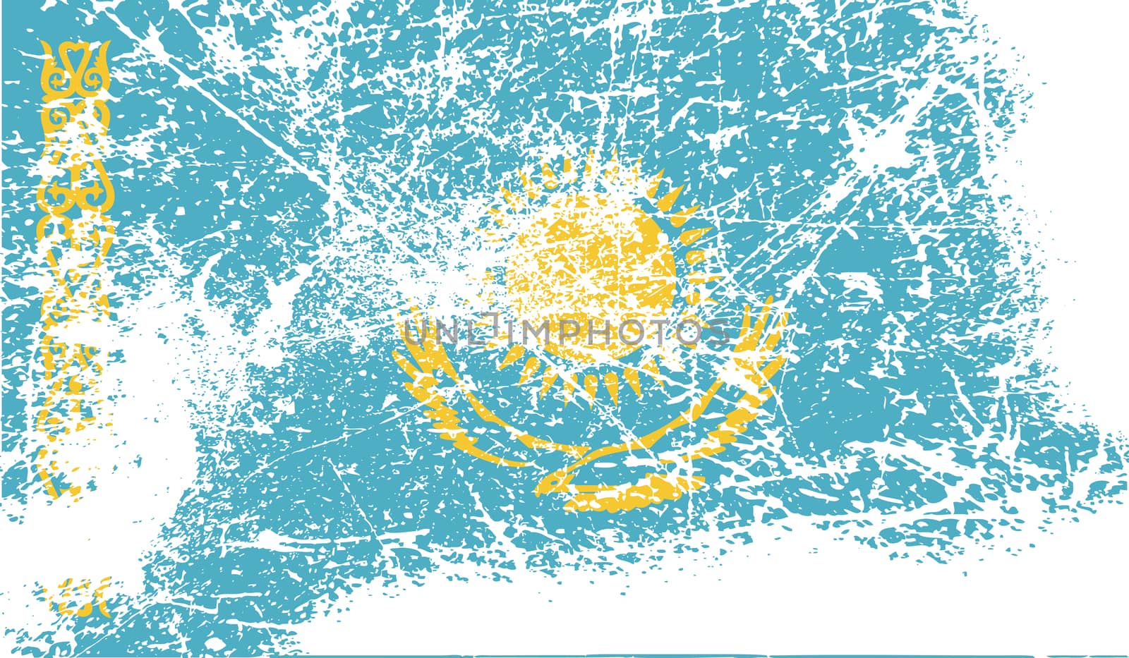 Flag of Kazakhstan with old texture.  illustration