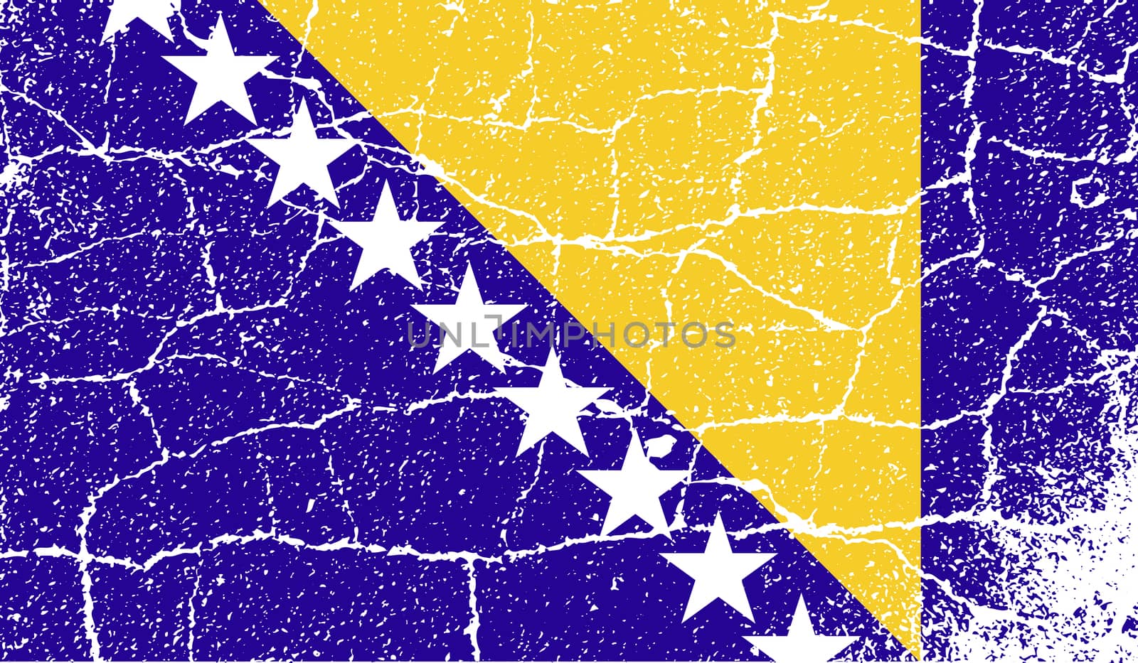 Flag of Bosnia and Herzegovina with old texture.  by serhii_lohvyniuk