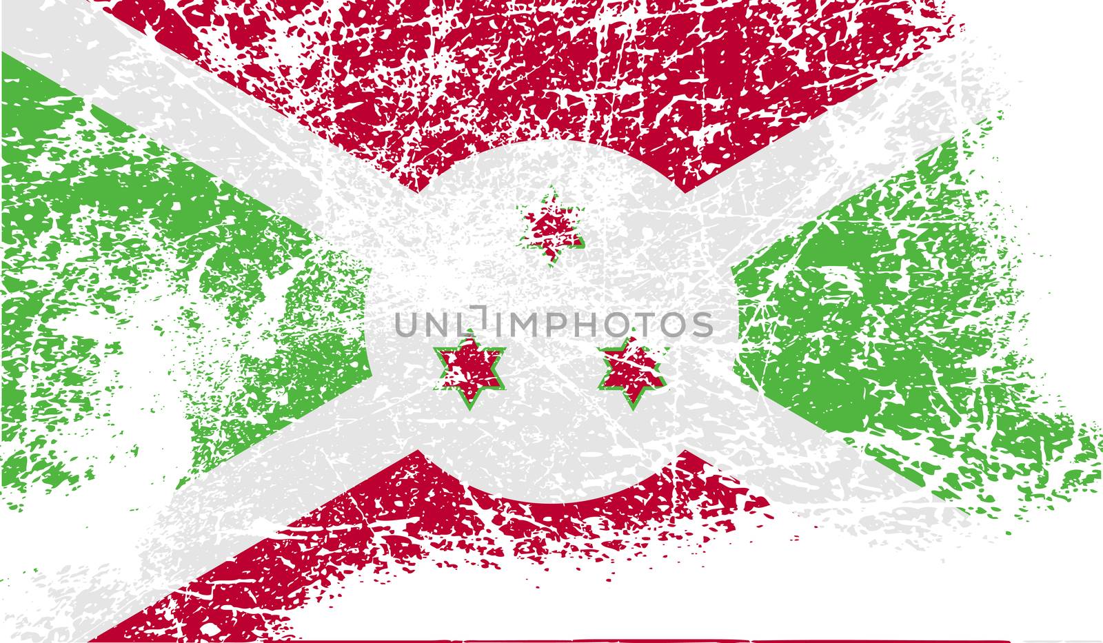 Flag of Burundi with old texture.  illustration