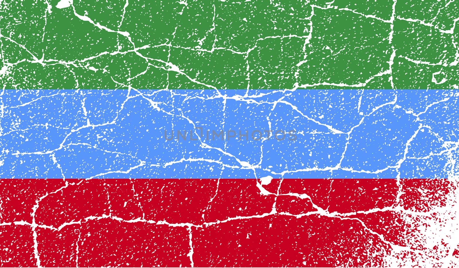 Flag of Dagestan with old texture.  illustration