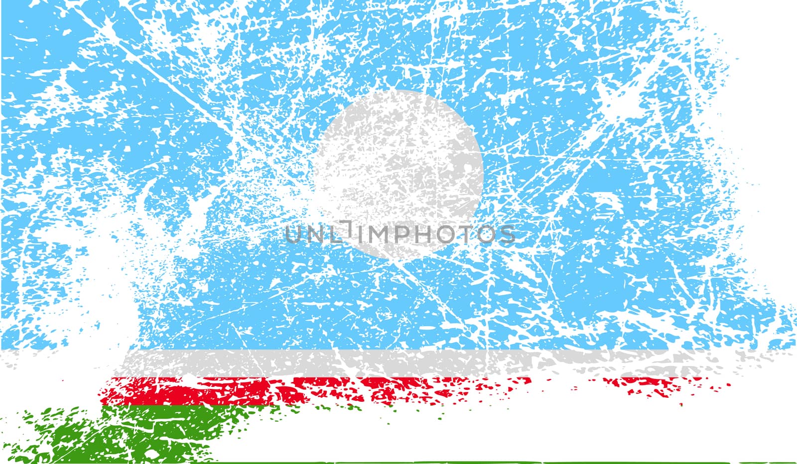 Flag of  Sakha Yakutia Republic, Russia with old texture.  illustration