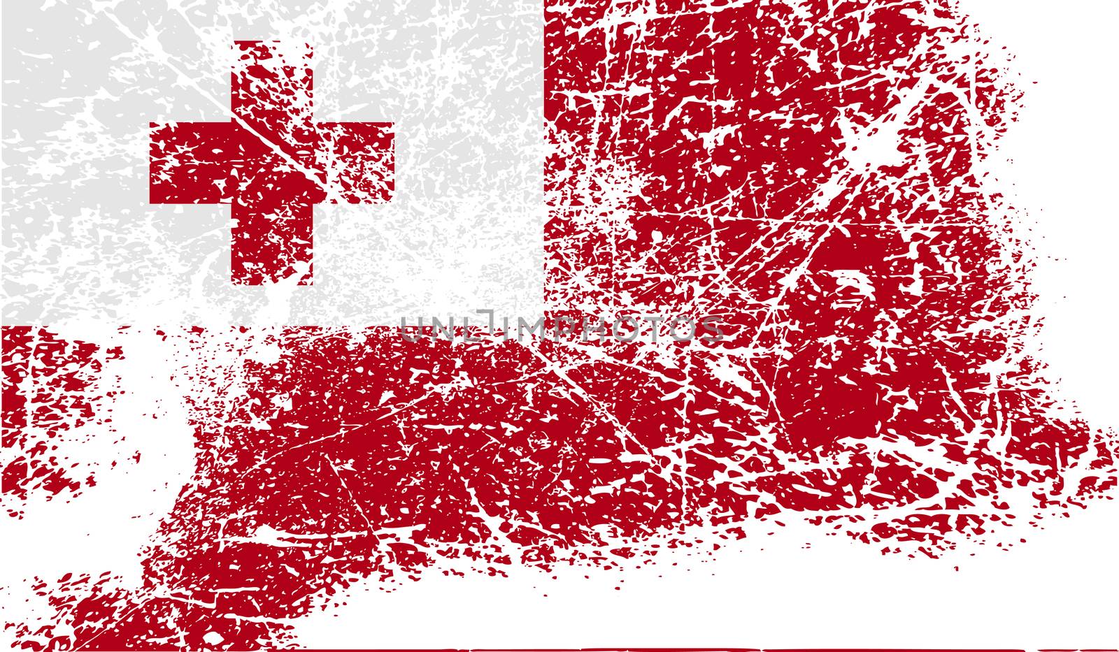 Flag of Tonga with old texture.  illustration