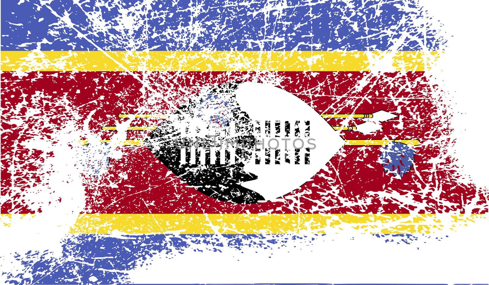 Flag of Swaziland with old texture.  illustration