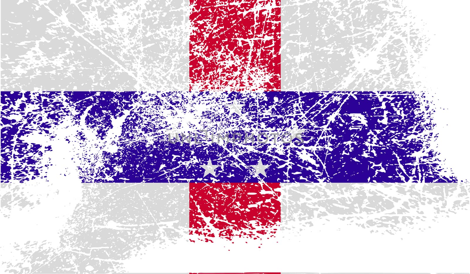 Flag of Netherlands Antilles with old texture.  illustration