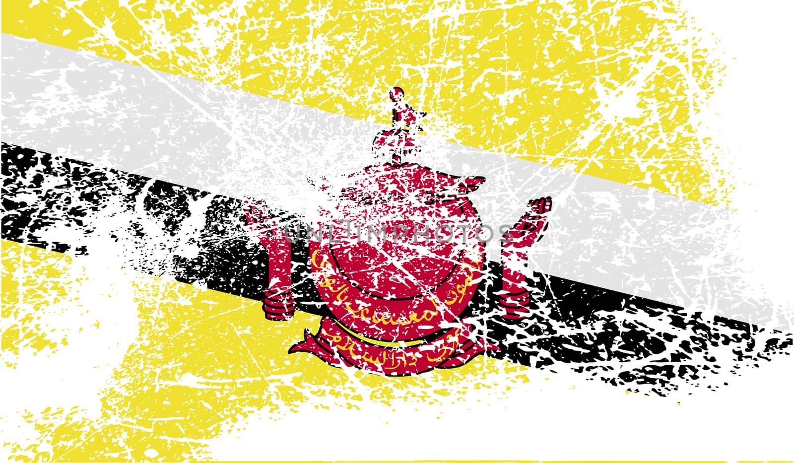 Flag of Brunei with old texture.  illustration