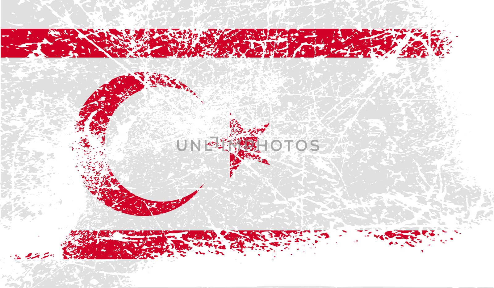 Flag of Turkish and Northern Cyprus with old texture.  illustration