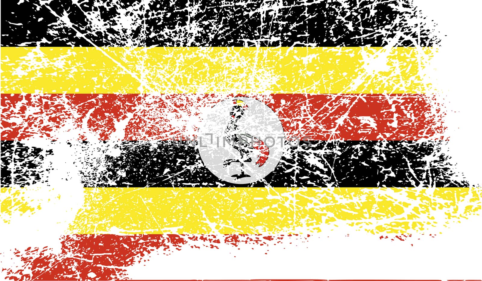 Flag of Uganda with old texture.  illustration