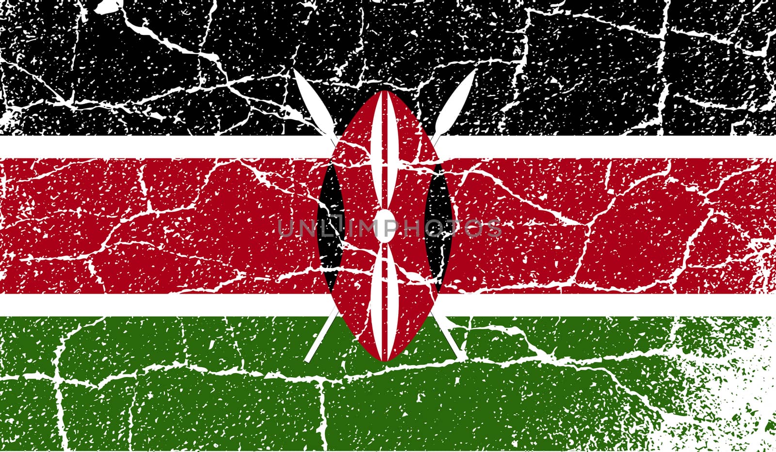 Flag of Kenya with old texture.  by serhii_lohvyniuk