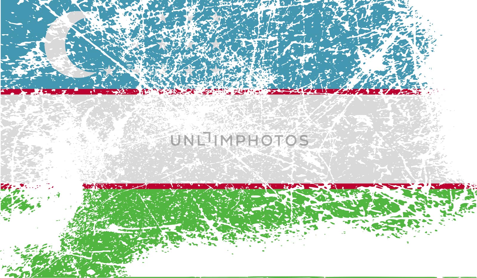 Flag of Uzbekistan with old texture.  by serhii_lohvyniuk