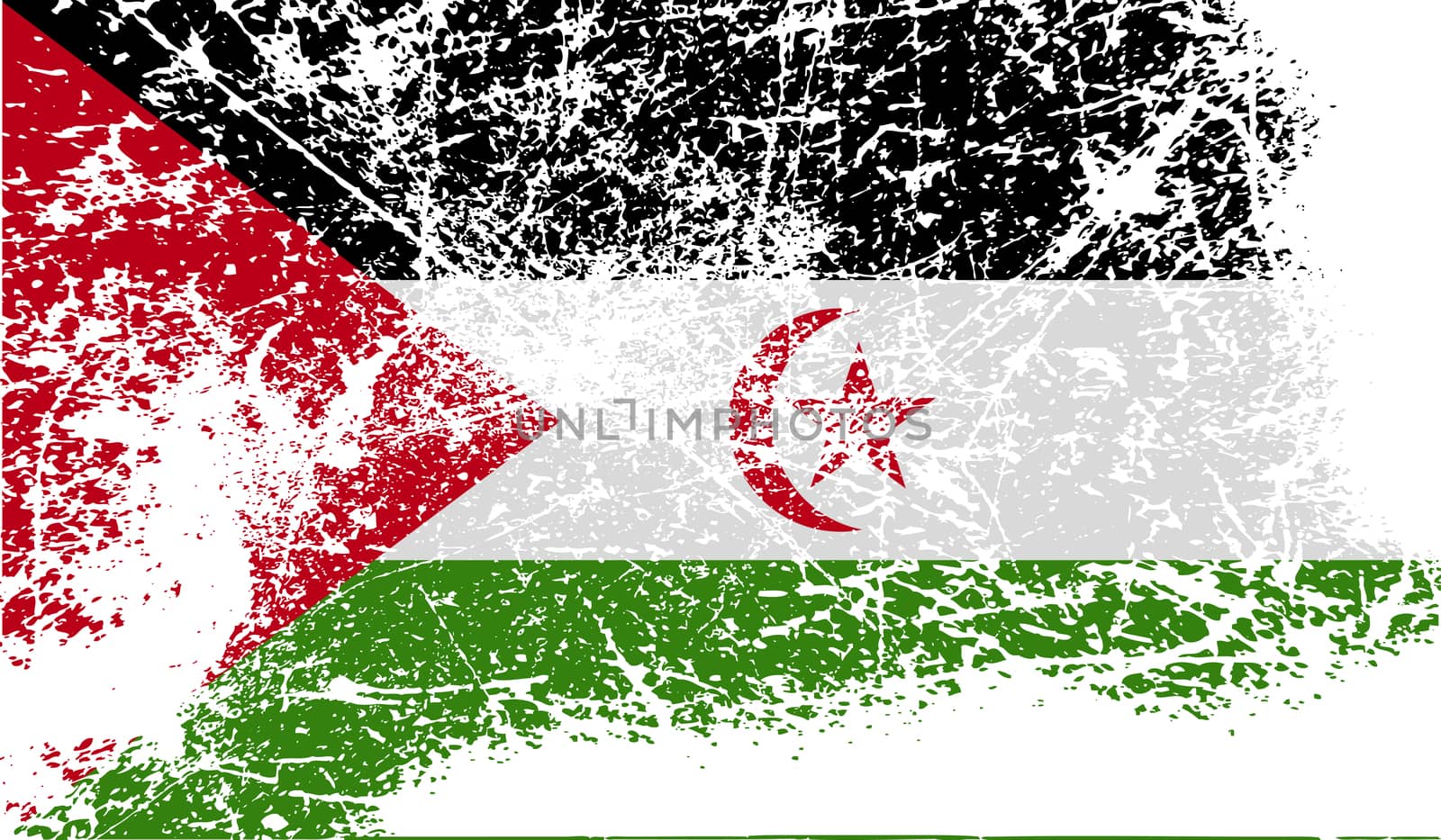 Flag of Western Sahara with old texture.  by serhii_lohvyniuk