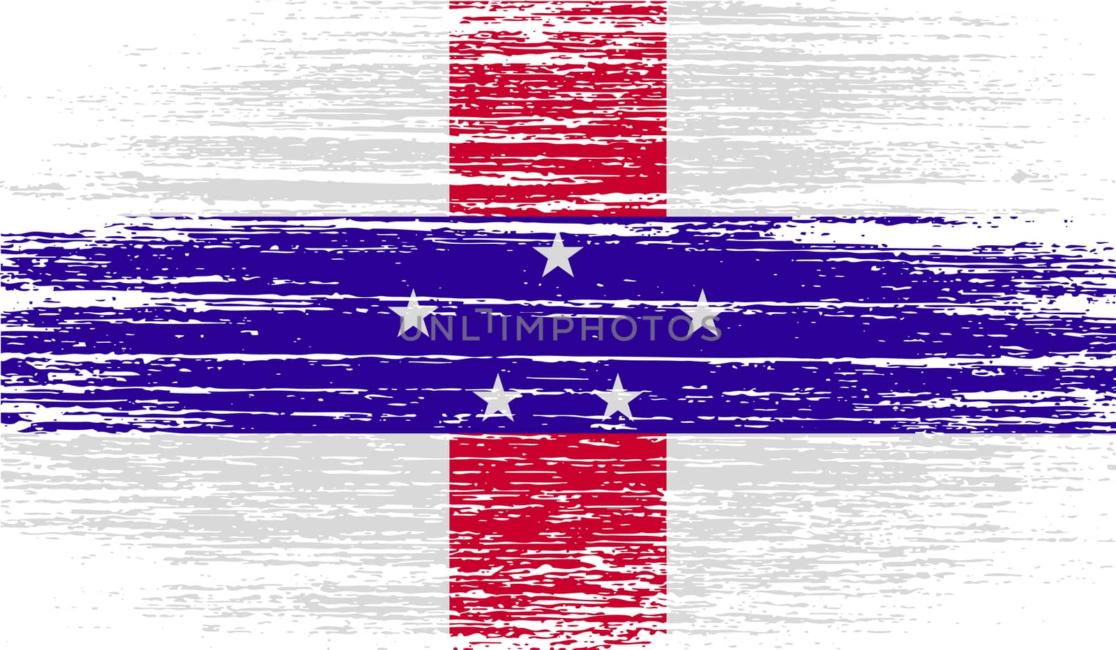 Flag of Netherlands Antilles with old texture.  illustration