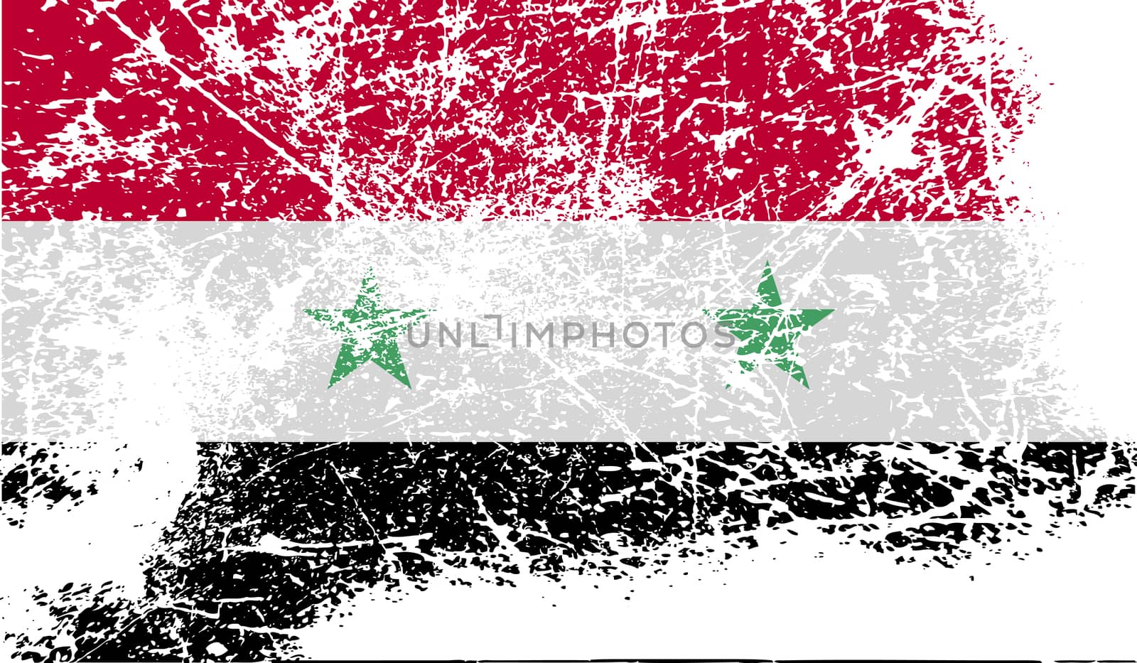 Flag of Syria with old texture.  illustration