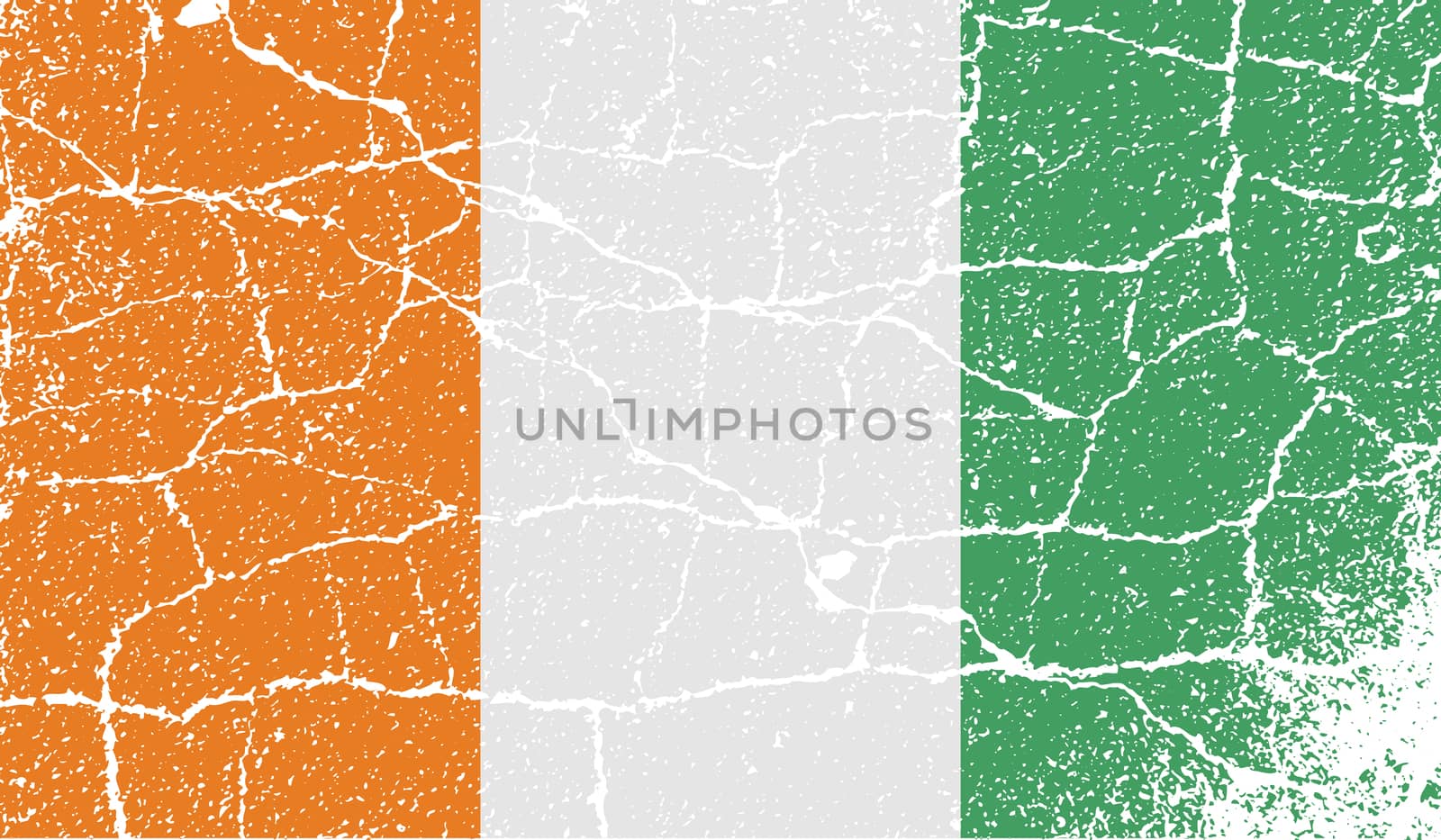 Flag of Cote divoire with old texture.  illustration